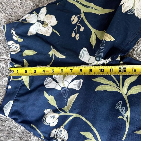 Coco Shop High-Waisted, Wide-Leg Pants in Navy Hibiscus 100% Cotton Size XS - Picture 8 of 13